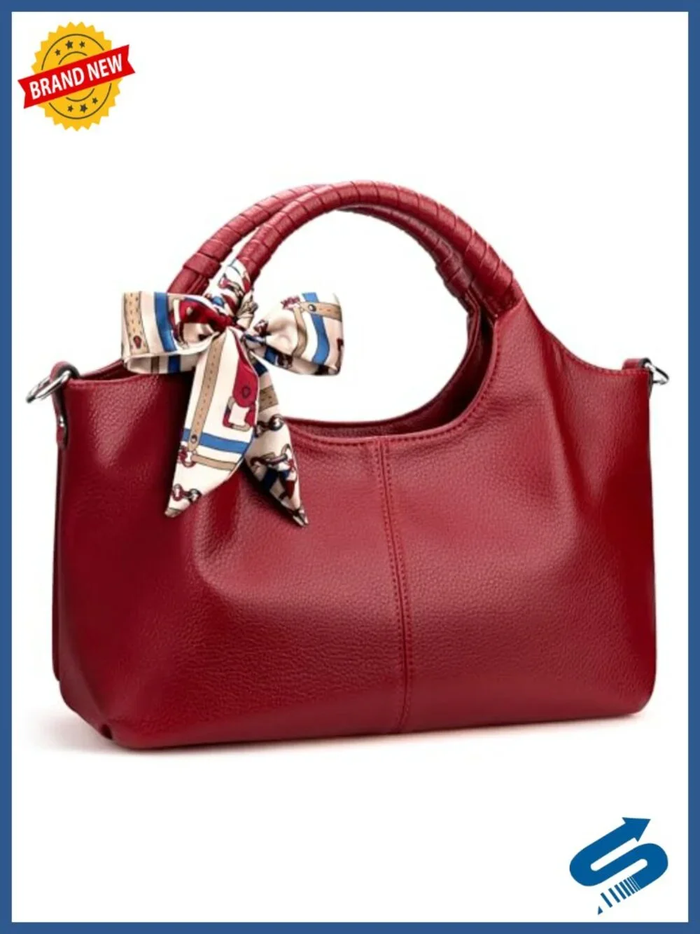 Vegan Leather Top Handle Satchel Purse with Adjustable Strap